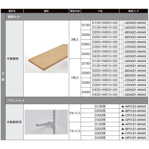 ブラケットセット 木製棚板 / D：300mm用 1セット入り ▲-CF01Z1-MANX すっきり...