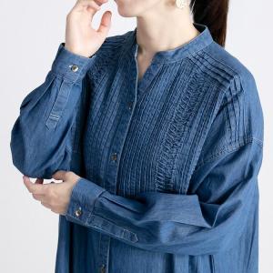 【送料無料】 ピンタック使いデニムワンピース ...の詳細画像5