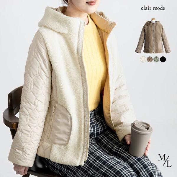 【送料無料】ボア使い中綿ショートアウター 4色 M L 長袖 レディース アウター コート ブルゾン...