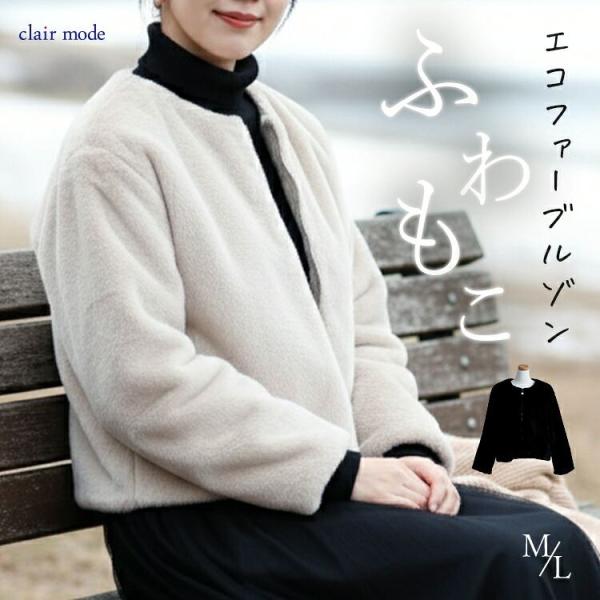 【新作】【送料無料】 ファーブルゾン 2色 M L 長袖 裏地あり レディース アウター コート ジ...