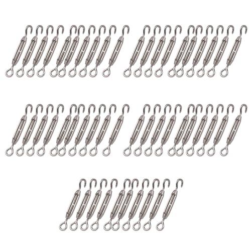 logyues 50個入 ターンバックル アイフック 防錆 高強度 ロープ固定 テント設営 M4 フ...
