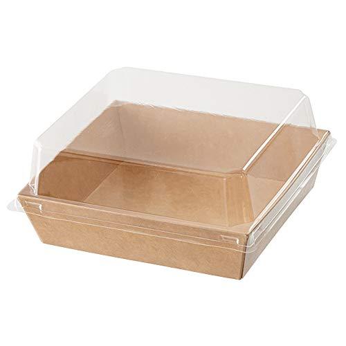 ヘッズ デリボックス 15*6.5*13.6cm 茶色 50枚 食品対応 ふた付 クラフト デリバリ...