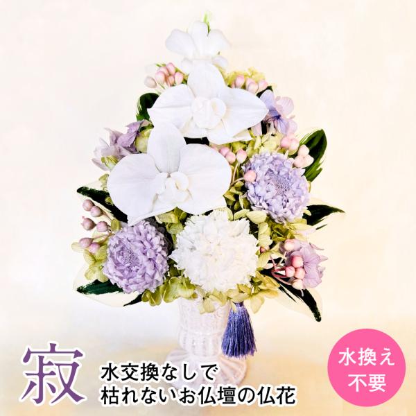 仏花 プリザーブドフラワー 送料無料 枯れない花 お仏壇 お供え花 お彼岸 仏壇飾り 純白の胡蝶蘭 ...
