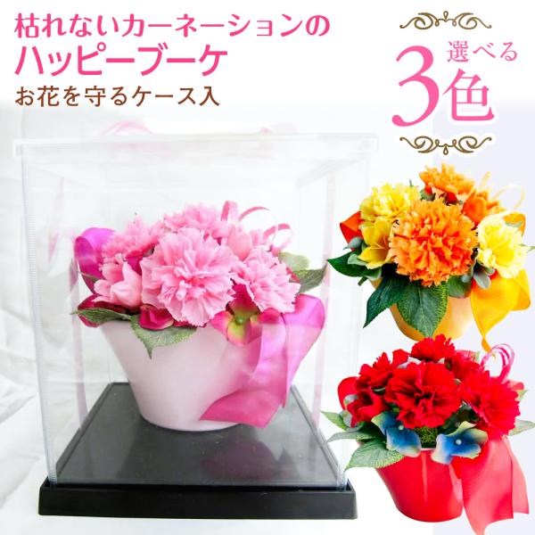 プリザーブドフラワー 送料無料 お祝い 誕生日 枯れない花 花器付き ケース入り カーネーション 花...