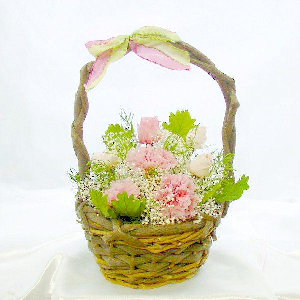 プリザーブドフラワー 送料無料 お祝い 誕生日 枯れない花 かご カゴ カーネーション バラ プレゼ...