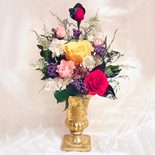 仏花 プリザーブドフラワー 送料無料 枯れない花 お仏壇 お供え花 お彼岸 仏壇飾り バラ 花器付き...