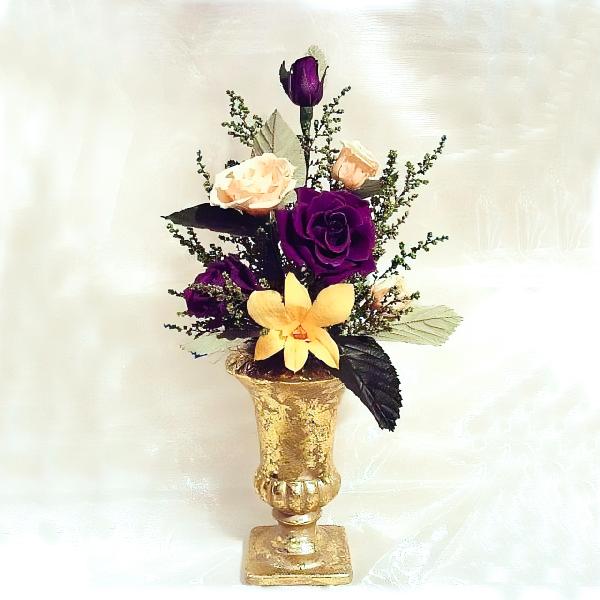 仏花 プリザーブドフラワー 送料無料 枯れない花 お仏壇 お供え花 お彼岸 仏壇飾り バラ 花器付き...