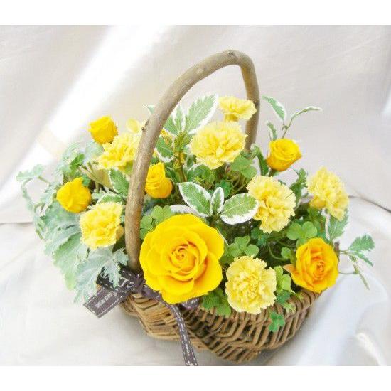 プリザーブドフラワー 送料無料 お祝い 誕生日 枯れない花 バラ カーネーション バスケット かご ...