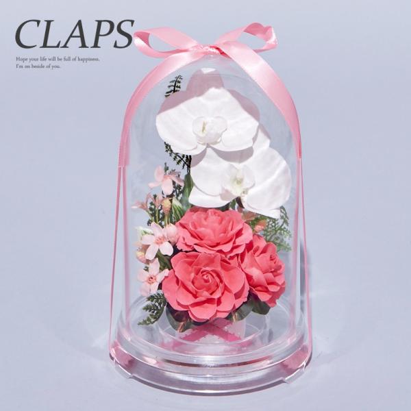 プリザーブドフラワー 送料無料 お祝い 誕生日 枯れない花 花飾り フラワードーム 胡蝶蘭 バラ イ...