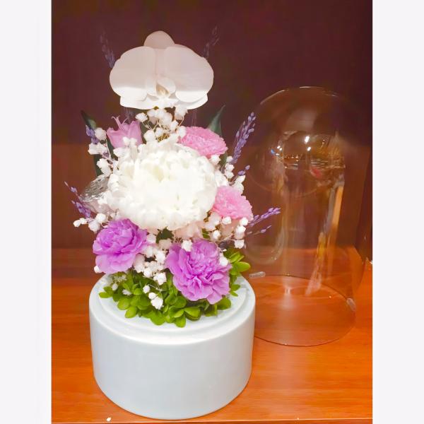 仏花 プリザーブドフラワー 送料無料 枯れない花 お仏壇 お供え花 お彼岸 仏壇飾り Lサイズ ドー...