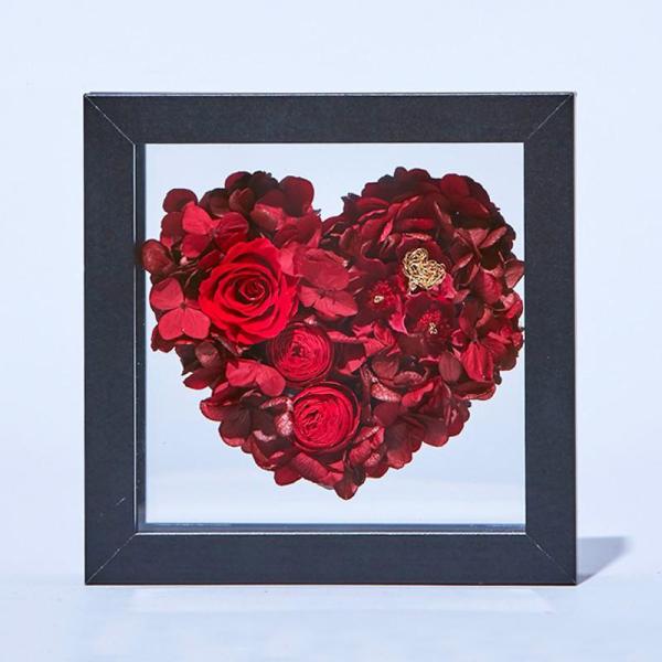 プリザーブドフラワー 送料無料 お祝い 誕生日 枯れない花 バラ フレーム ハート プレゼント イン...