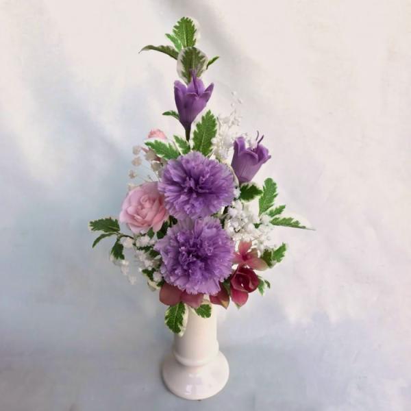 仏花 プリザーブドフラワー 送料無料 枯れない花 お仏壇 お供え花 お彼岸 仏壇飾り 花器付き カー...