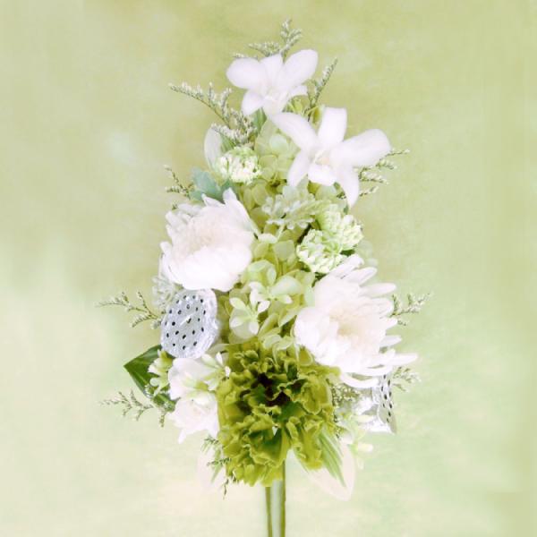 仏花 プリザーブドフラワー 送料無料 枯れない花 お仏壇 お供え花 お彼岸 仏壇飾り 輪菊 緑色 ト...