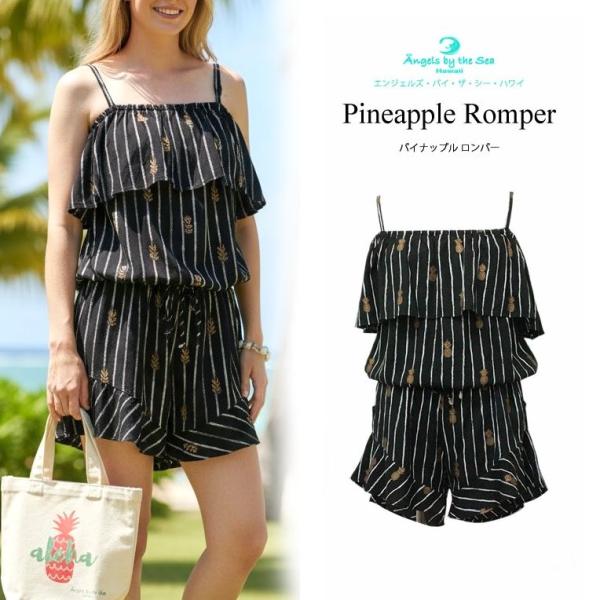 ハワイ リゾート オールインワン サロペット レディース ブラック 黒 夏 Angels by th...