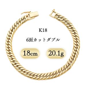 K18 喜平ブレスレット 6面カットダブル 20.1g 18cm 中古