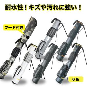 ターポリン製セルフスタンド クラブケース フード付き 耐久性 防水 多機能 練習用 丈夫  ゴルフ ブラック ホワイト カモフラ  ゴルフ用品 Mico Vergina