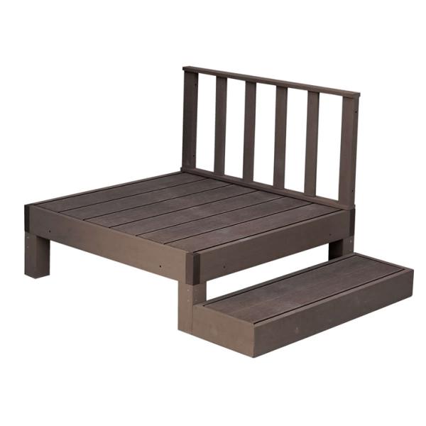 (メーカー直送) おしゃれ 屋外 庭 エコフィール 人工木ウッドデッキ 1台 ステップ・フェンス付 ...