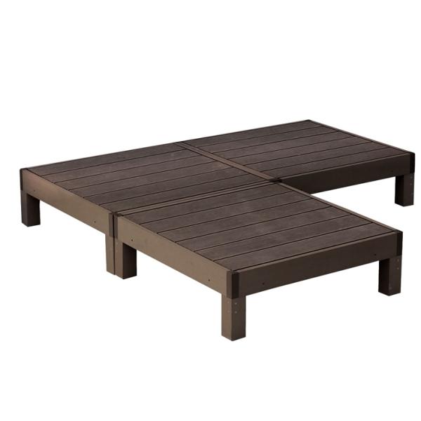 (メーカー直送) おしゃれ 屋外 庭 エコフィール 人工木ウッドデッキ 3台 ダークブラウン PWD...