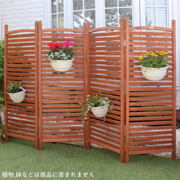(メーカー直送) 天然木ガーデンパーテーション4連 ブラウン TAN-3022-4BR 目隠し おし...