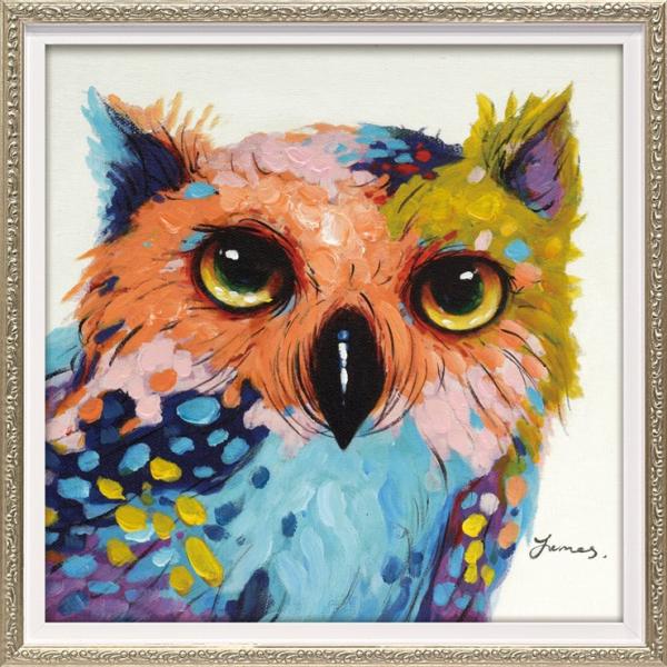 絵画 版画 額縁 おしゃれ オイルペイントアート「シャープ アイズ」 Sサイズ OP-07077