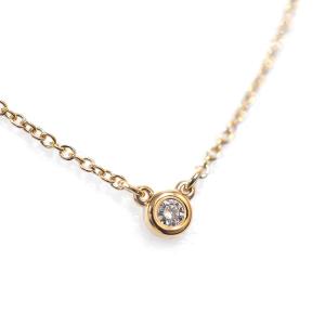Tiffany & Co. ティファニー バイザヤード K18PG ダイヤモンド 1P ネックレス 約3.7mm位(枠込) 約2.0g位 [ ペンダント 18金 ピンクゴールド ブランド 中古 ]｜class-a-jewelry