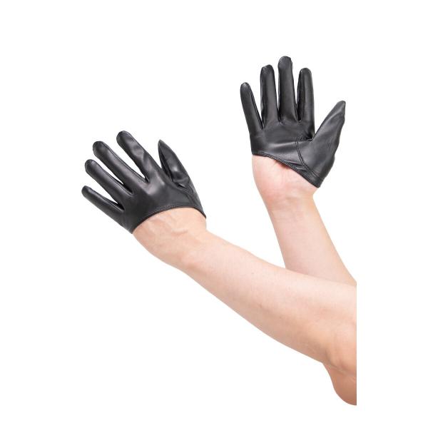 レザーグローブ ハーフ 黒 ラージ 男女兼用 手袋 コスプレ 衣装 レザー 合皮 フェイクレザー ラ...