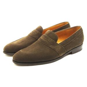 美品 JOHN LOBB ジョンロブ UK7E サドルストラップローファー ADLEY スエード ニュークラシック ダークブラウン  10006987｜classic