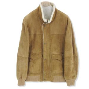 BRUNELLO CUCINELLI ブルネロクチネリ ムートンレザージャケット カシミヤ 内ボア ブラウン 茶 XL  20015861｜classic