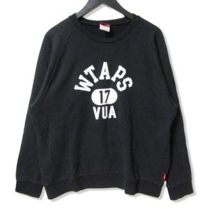 WTAPS ダブルタップス スウェット ロゴプリント 17AW RIM SWEATSHIRT トレーナー コットン 日本製 ネイビー系 ブラック系 L  27104161｜classic