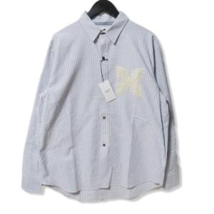 未使用 SALVAGE PUBLIC サルベージパブリック 長袖シャツ SV3A001 Oxford Shirts ストライプ オックスフォード ブルー M  27106097