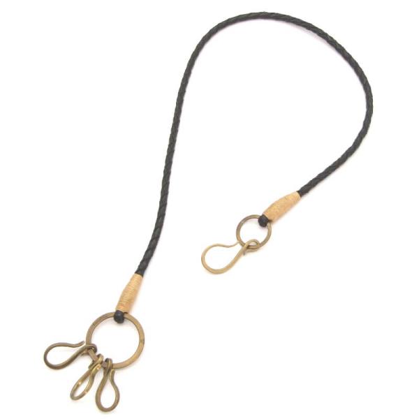 DIGAWEL ディガウェル ウォレットコード レザー 真鍮 ウォレットロープ 本革 ブラック 黒 ...