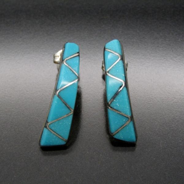 美品 Navajo ナバホ族 ピアス ターコイズ インレイ メンズ レディース セット  28013...