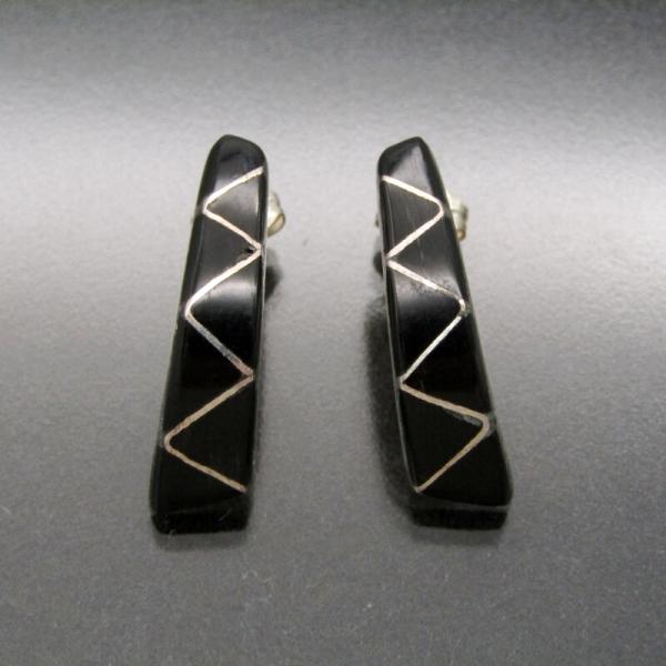 Navajo ナバホ族 ピアス ジェット インレイ メンズ レディース セット  28013348