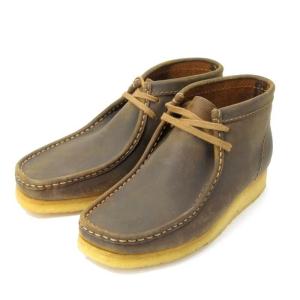 未使用 Clarks クラークス ワラビーブーツ Wallabee Beeswax ビーズワックス 25cm ブラウン 茶 UK6.5 箱付ブーツ レディース 中古 30010921