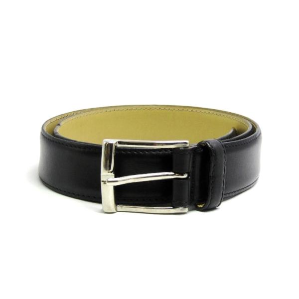 CROCKETT&amp;JONES クロケットアンドジョーンズ ベルト カーフ 5穴 プレーン  ブラック...