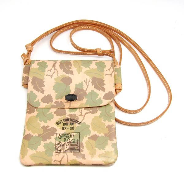 BUTTON WORKS ボタンワークス ショルダーミニポーチ #4 栃木レザーヌメ Camoufl...