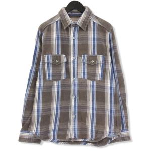 Nigel Cabourn ナイジェルケーボン ヘビーフランネルシャツ 8060010080 HEAVY FLANNEL SHIRT コットン ブラウン 茶 52  71005858｜classic