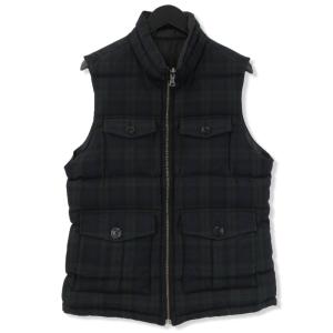 BURBERRY BLACK LABEL バーバリーブラックレーベル ダウンベスト リバーシブル BMP09-308-28 チェック ブラック 三陽商会 緑 L  71008238｜classic