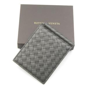 良品 BOTTEGA VENETA ボッテガヴェネタ マネークリップ 123180 イントレチャート 二つ折り 小銭入れ無し グレー  レザー 本革  中古 80001516｜classic