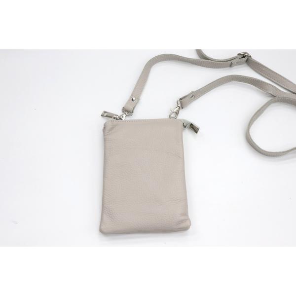 FERCHIフェルチ スペイン製レザースマホショルダーバッグ レディース アッシュグレー ライトグレ...