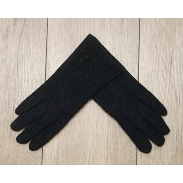 スマホ対応ニット×フェルトグローブ レディース 手袋 女性用 大人 タッチパネル ブラック 黒 きれ...