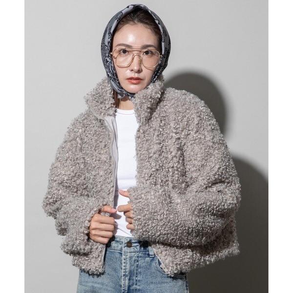 lodieロディ プードルフリースショート丈ブルゾン ジャケット コート レディース グレー カール...