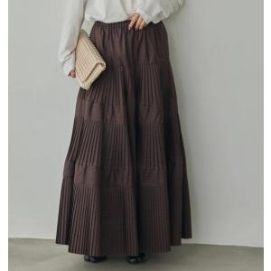 hunchハンチ プリーツティアードチェックスカート レディース ブラウン ギンガムチェック 楽 ウ...