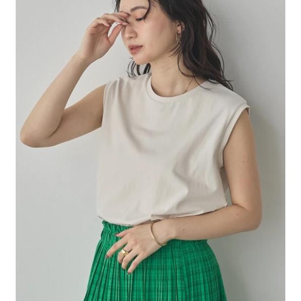 hunch USAコットンノースリーブTシャツ トップス カットソー レディース オフグレー 綿 新...