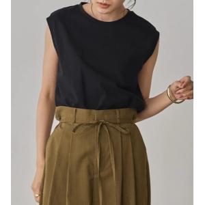 hunch USAコットンノースリーブTシャツ トップス カットソー レディース ブラック 黒 綿 ...