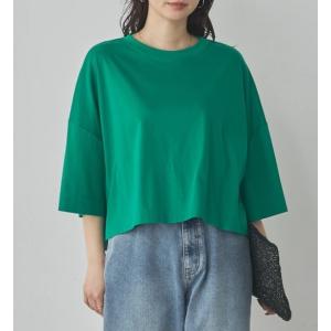 hunchハンチ ボックスワイドシルエット6分袖Tシャツ トップス カットソー レディース グリーン...