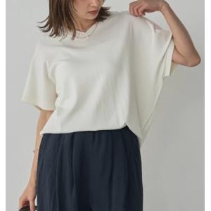 hunchハンチ Vネック接触冷感ドルマンニット トップス カットソー レディース オフホワイト 白...