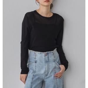 hunchハンチ パワーネットシアー長袖カットソー トップス カットソー レディース ブラック 黒 ...