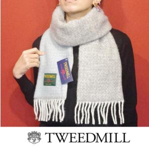 ツイードミル TWEEDMILL パネル配色ウール×フリースマフラー メンズ レディース 新品 水色 ブルー グレー 通販 男性 女性 兼用｜classica