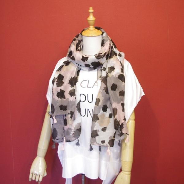 春夏ストール レオパード柄 大判 レディース ピンク グレー ブラック ベージュ 黒 薄手 花柄 ボ...